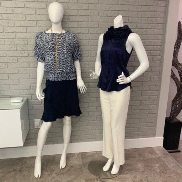 Anthropologie Mise en Scene by FUFFIAN Women Ruffled Blue Silk Blouse Size 6 - Picture 1 of 7